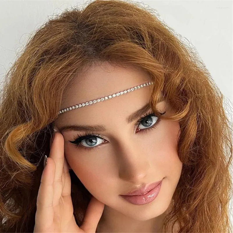 Hair Clips Bohemian Rhinestone 1 Row Forehead Headband Jewelry Women Vintage Headpiece Bridal Chain Wedding Accessories