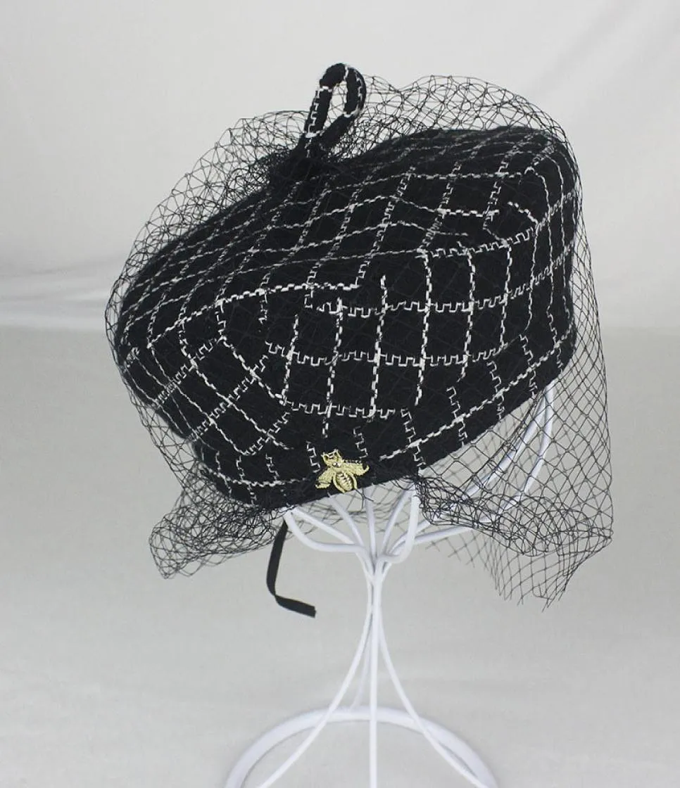 Czapki beretu z siatki siatki dla kobiet eleganckie ośmioboczne czapki moda moda Little Bee Ladies Hats Hats Producenci zaopatrzenia 6917980