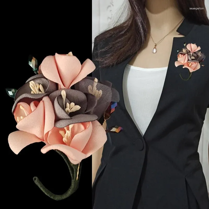Броши, корейская модная тканевая брошь с цветком, булавки для женщин, ювелирные изделия ручной работы, кардиган, костюм, корсажи, роскошные свадебные аксессуары