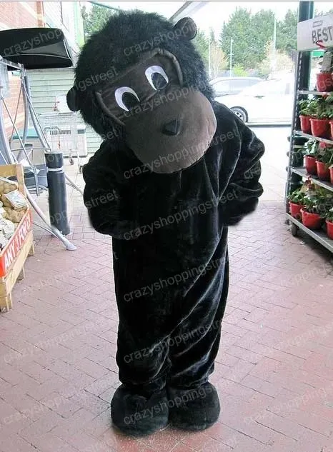 Costumi Halloween Nero gorilla Scimmia Costume mascotte Orangutan Animale Personaggio a tema Anime Natale Carnevale Festa in maschera Adulto Ou