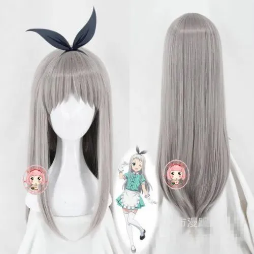 Perruques Blend S Kanzaki Hideri Menma Meiko Cosplay perruque gris cheveux longs raides + bonnet de perruque