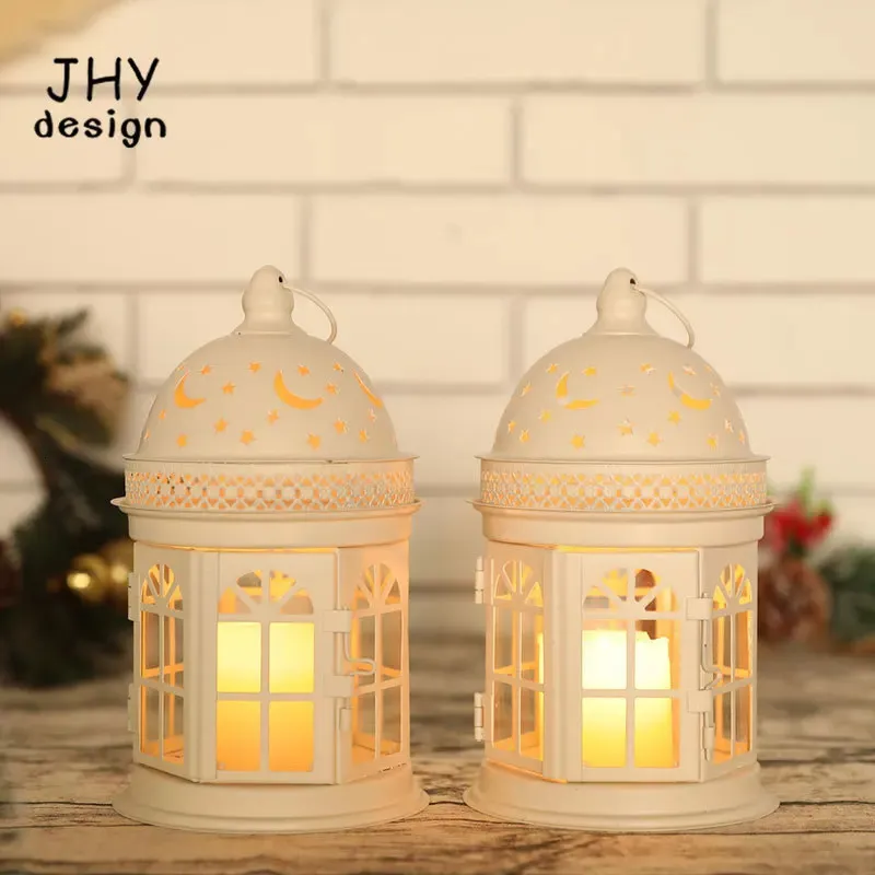 Set of 2 Decorative Lanterns85 inch High Vintage Style Hanging Lantern Metal Candle Holder for Indoor Outdoor Events Weddings 240103