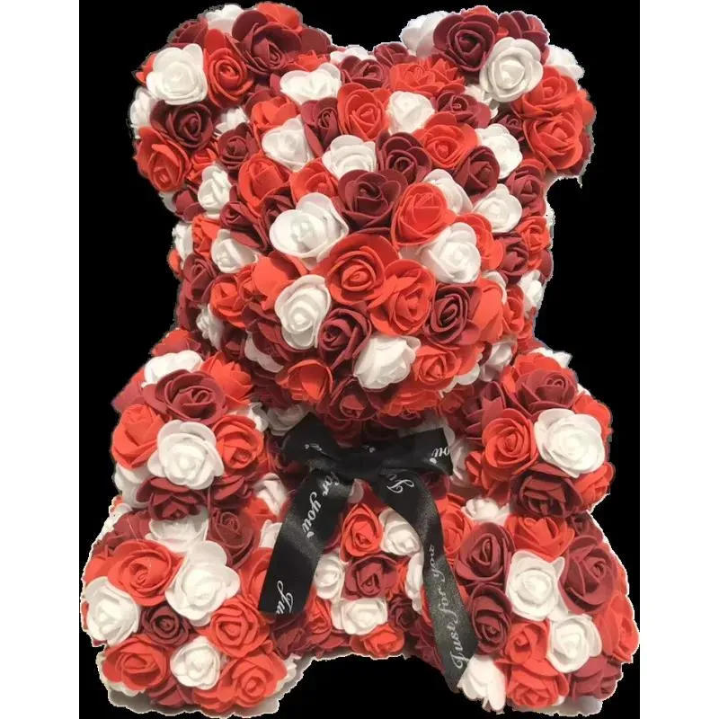 Animali Vendita calda 40 cm Orso di rose Fiori artificiali Home Wedding Festival Fai da te Decorazione di nozze economica Confezione regalo Corona Artigianato Miglior regalo