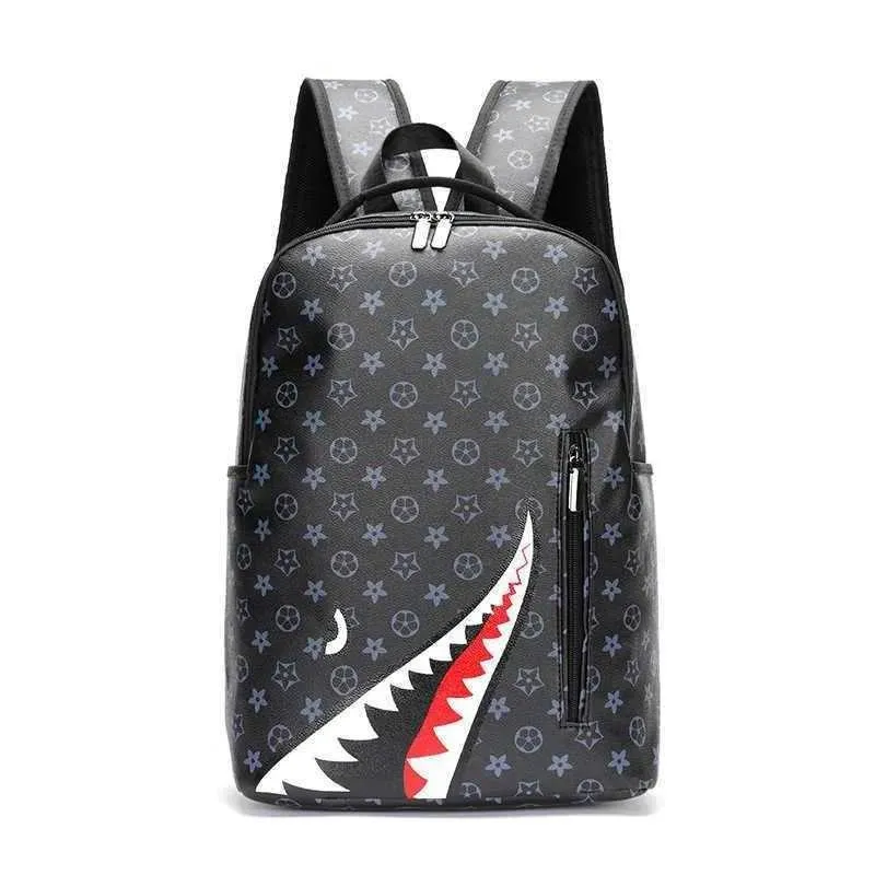 Backpack Backpack Bag Men Pack Pack Computador de estudante Moda de grande capacidade Trendência da bolsa de tubarão Plaid 230708