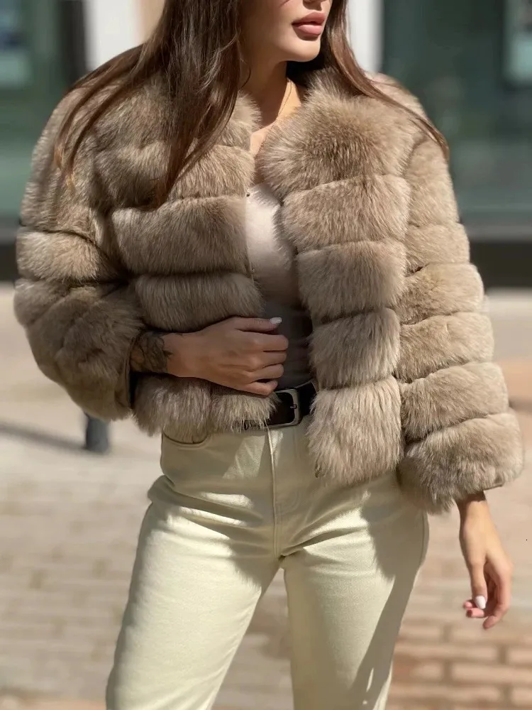 Oftbuy real casaco de pele de raposa jaqueta de inverno feminino natural pele de raposa guaxinim outerwear o pescoço grosso quente luxo feminino plus size 240102