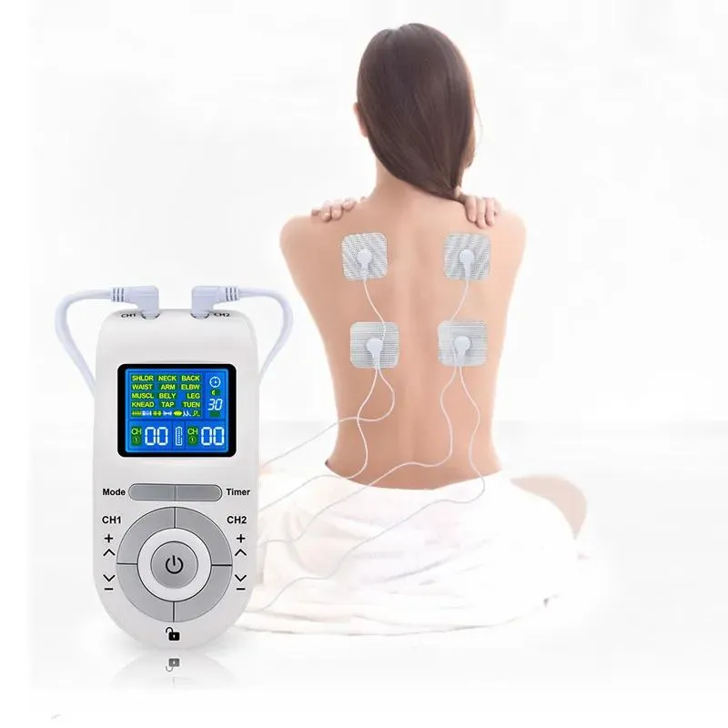 Gadgets Unité de machine Tens 12 modes avec 4 électrodes pour soulager la douleur Massage par impulsions Stimulation musculaire EMS Tens Electroestimulador