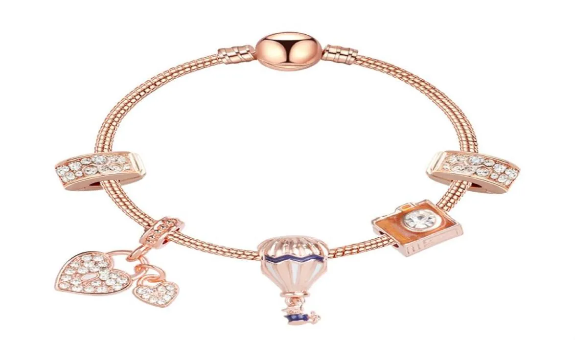 2020 nuevo estilo pulsera con dijes, pulsera de cuentas de moda para mujer, brazalete chapado en oro rosa, colgantes para manualidades, pulseras, joyería para niñas, boda5179115085