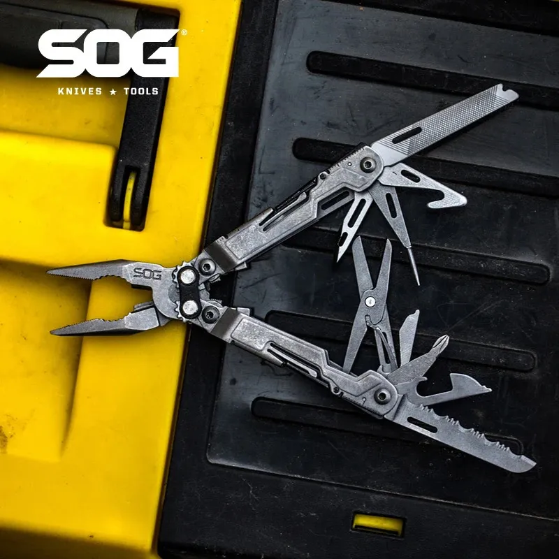 SOG 18 IN 1 POWERPINT MULTITOOL PLIERS MINI EDC釣り折りたたみハンドツールアウトドアサバイバルキャンプ機器PP10011002CP 240102