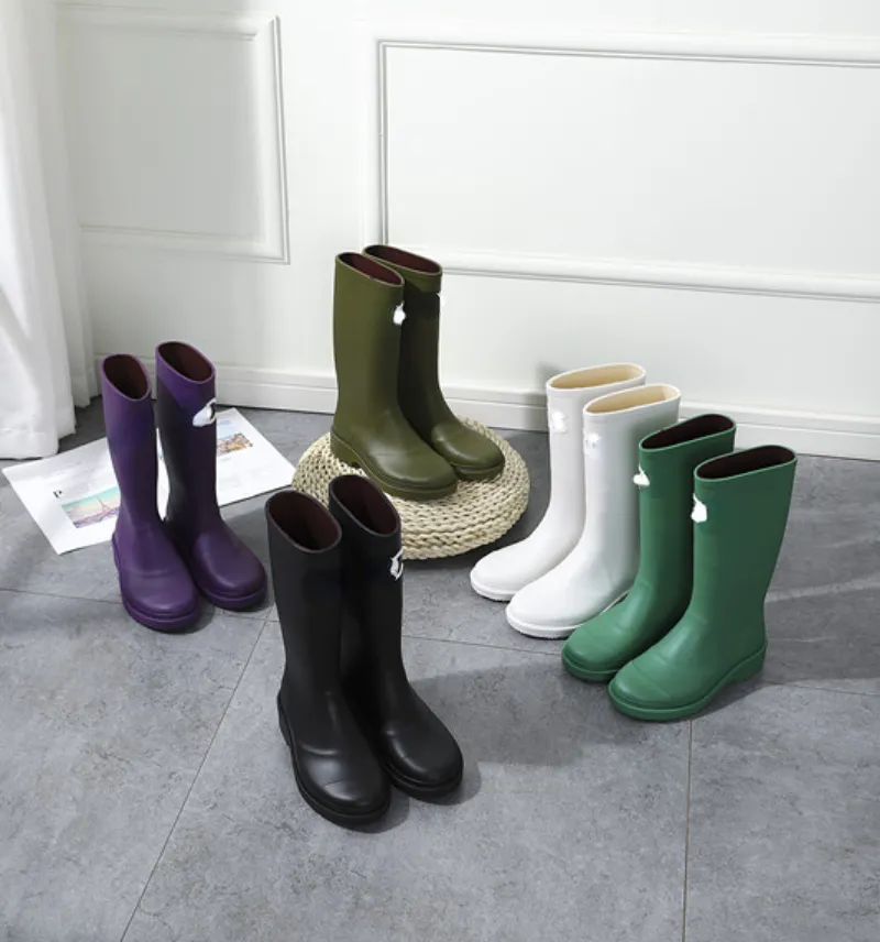 2024 Season Proof Rain Boots Mid Calf Chunky Heel Chimney Style Martin Shoes for Women
