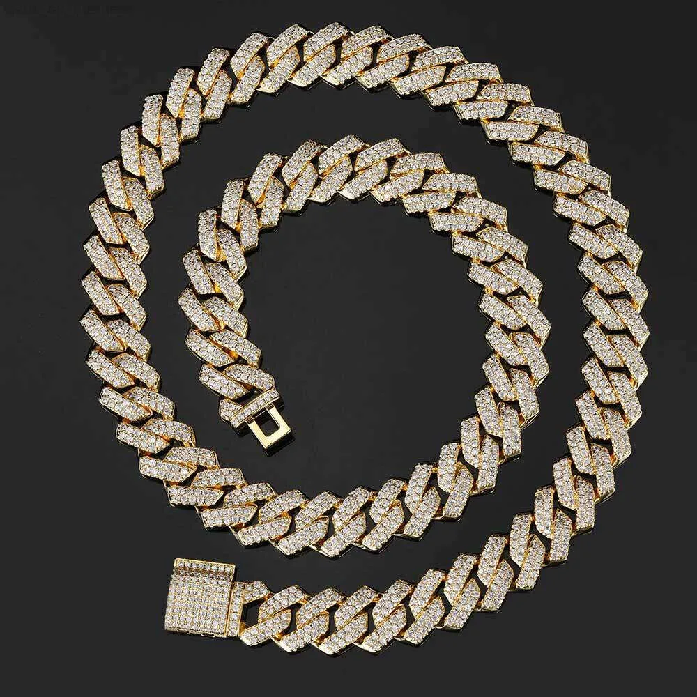 Оптовая продажа на заказ, 18-каратное золото, блестящие муассанитовые бриллианты, имитирующие бриллианты, 14 мм, мужские хип-хоп кубинские цепочки с звеньями в Майами