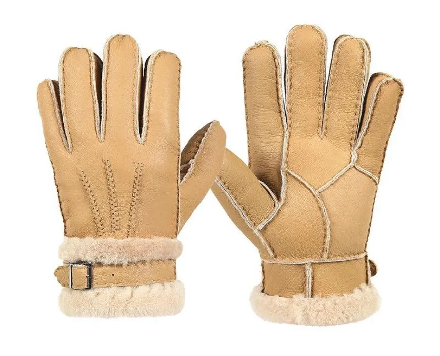 Fünf Finger Handschuhe Schaffell Winter Für Frauen Männer Echte Kaschmir Pelz Warme Damen Volle Finger Echtes Leder Fäustlinge5795899
