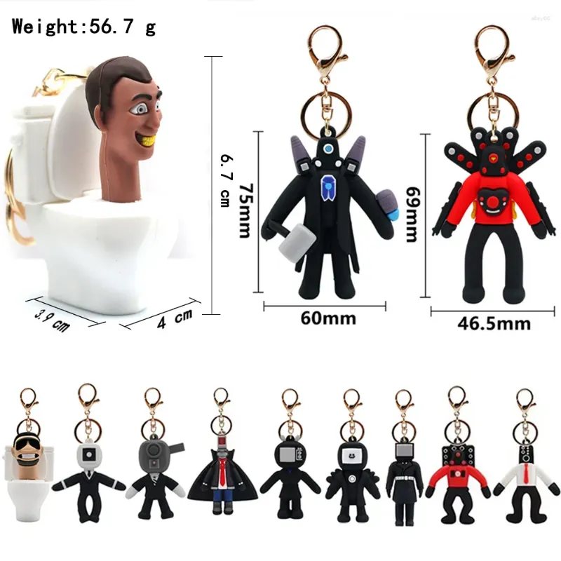 Keychains Anime Skibidi Toilet Keychain PVC Keyring Figure Toy Pendant For Men Women Backpack Funny Jewelry