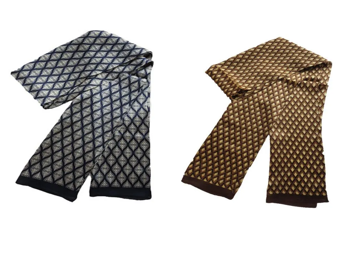 Écharpe longue en soie de mûrier pour hommes, foulard Double couche, motif diamant, 100, 7259116