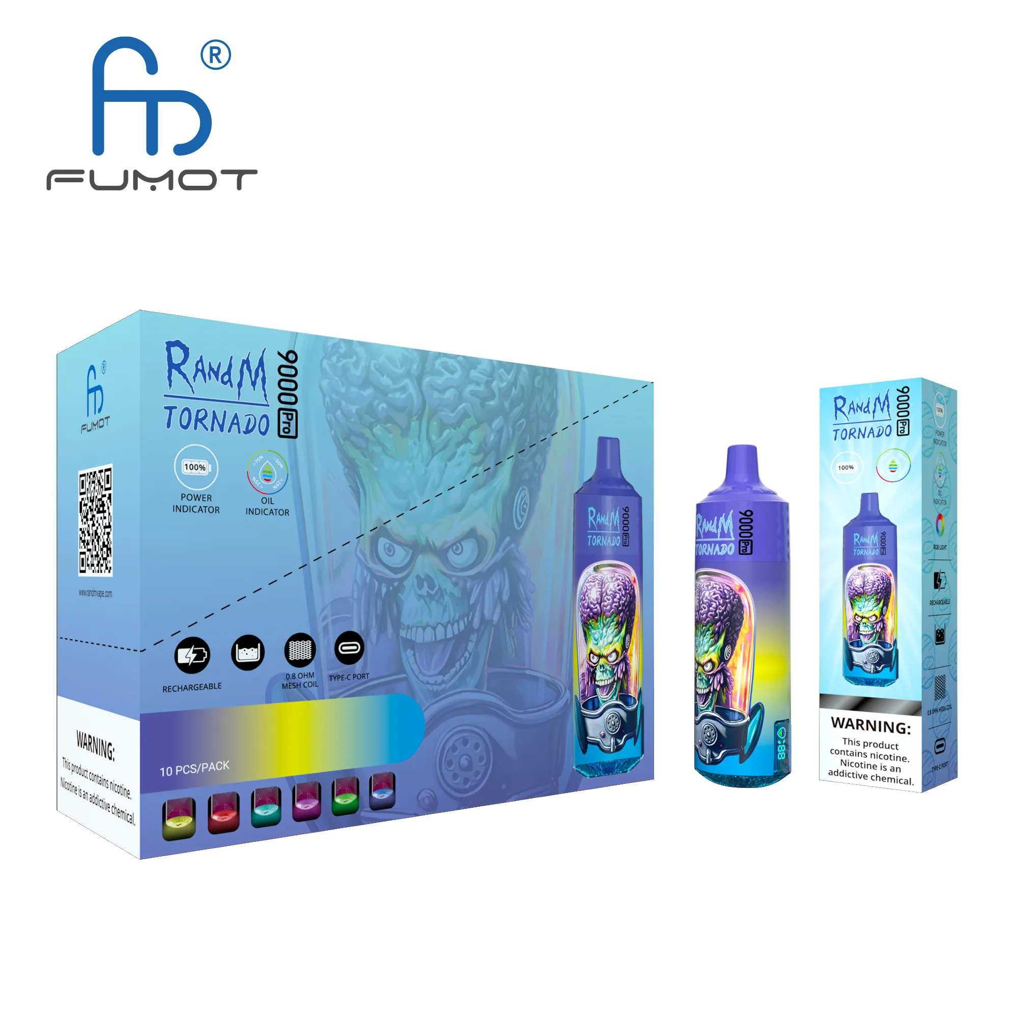 Novo original randm tornado 9000 pro 9k puffs descartáveis vape oilbattery indicador rgb luz 35 cores disponíveis fumot fábrica exportação