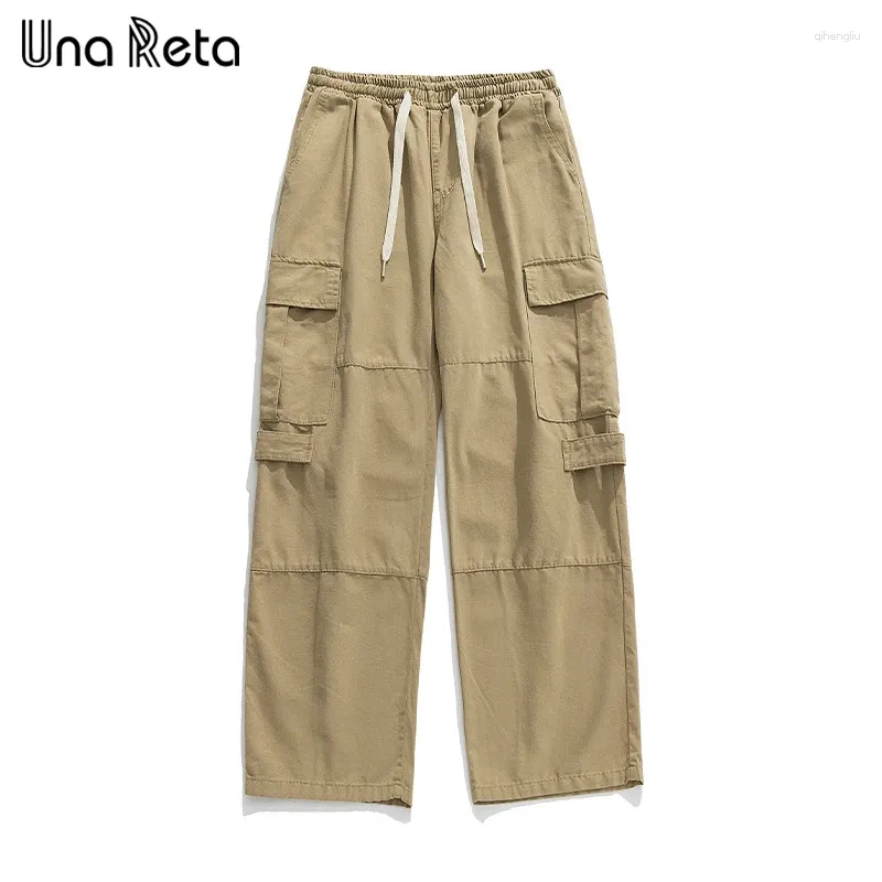 Мужские брюки Una Reta Man, осенние брюки-карго в стиле хип-хоп с карманами, Harajuku, модные однотонные хлопковые брюки-карго с эластичной резинкой на талии