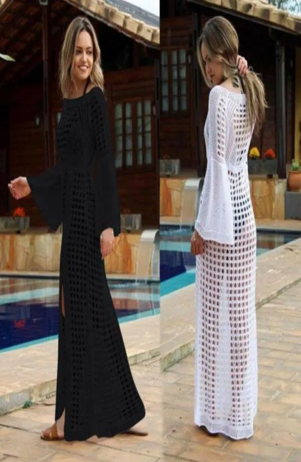 Women039s Beach Bikini Cover up Sarongs Long Kaftan Dress Summer Boho Maxi Dress Swimwear Mesh SeeThrough Sundress Swimming9126980