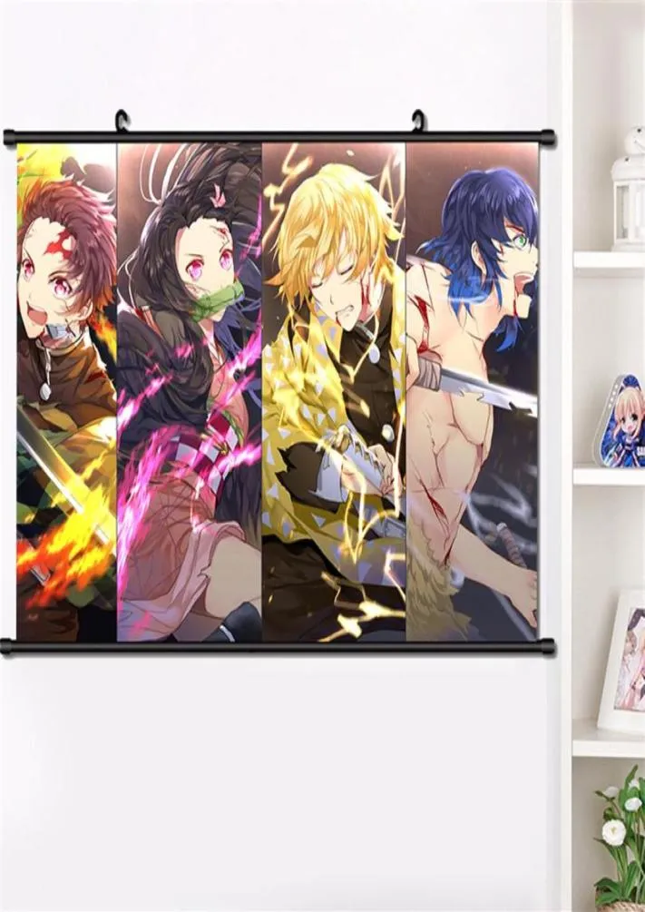 2019 Anime Kimetsu no Yaiba Agatsuma Zenitsu Poster a rotolo Manga Wall Hanging Poster Decorazione della casa 40 60cm T2169g1148625