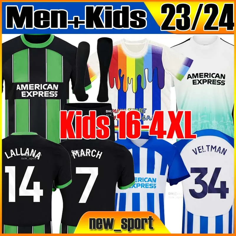 4xl 23 24 Joao Pedro Cucurella Soccer Jerseys Webster Trossard March Mac Mac Allister Mwepu Connolly Moder 2023 2023 Home Away Seagull Men Kids Kit Football Shirts