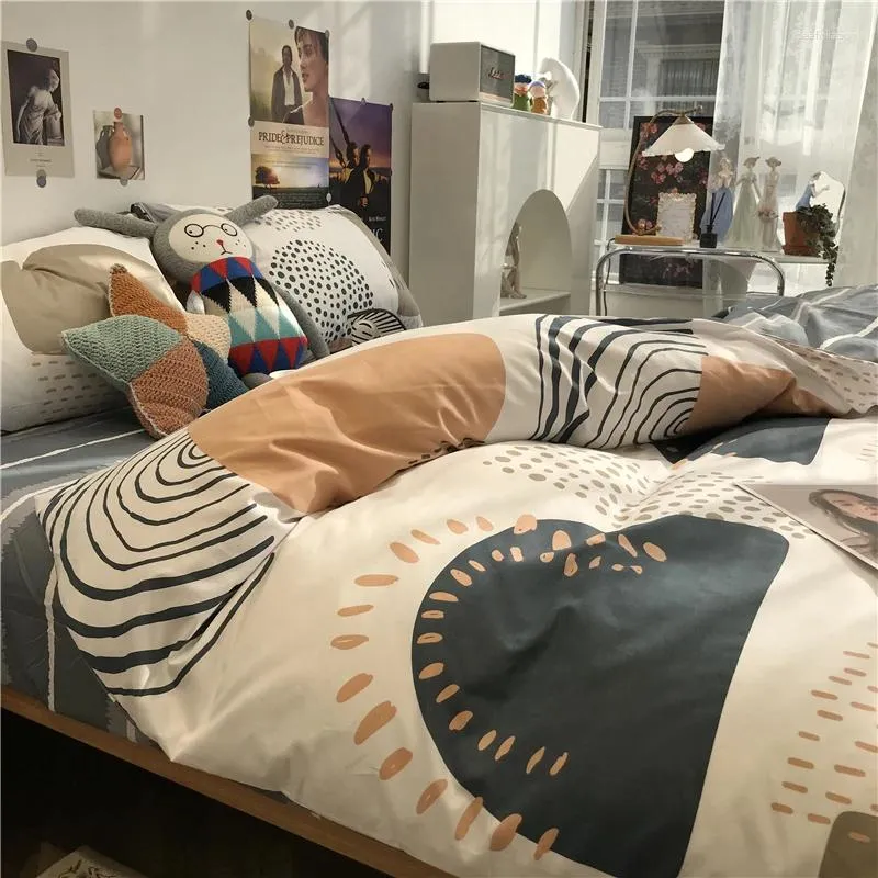寝具セットインスノルディックシンプルなアパートベッド4ピースセットすべての綿純粋なキルトカバーメンズ3ピース1.5m芸術シート