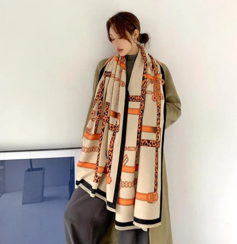 Scarves Korean Autumn And Winter Leopard Print Imitation Cashmere Scarf Women Warm Thick Shawl Doublesided 60190cm7927915