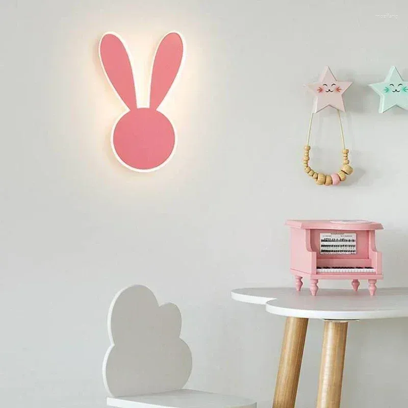 Lámpara de pared Aplique rosa Dormitorio infantil Iluminación LED decorativa Sala de estar Mesita de noche Pasillo Decoración Luz