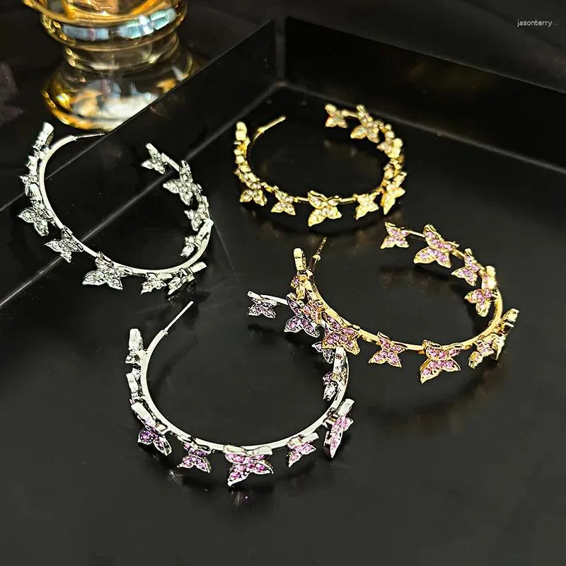 Baumeln Ohrringe 2024 Koreanische Übertreiben Exquisite Kristall Schmetterling Elegante Mode Luxus C Form frauen Tropfen Schmuck