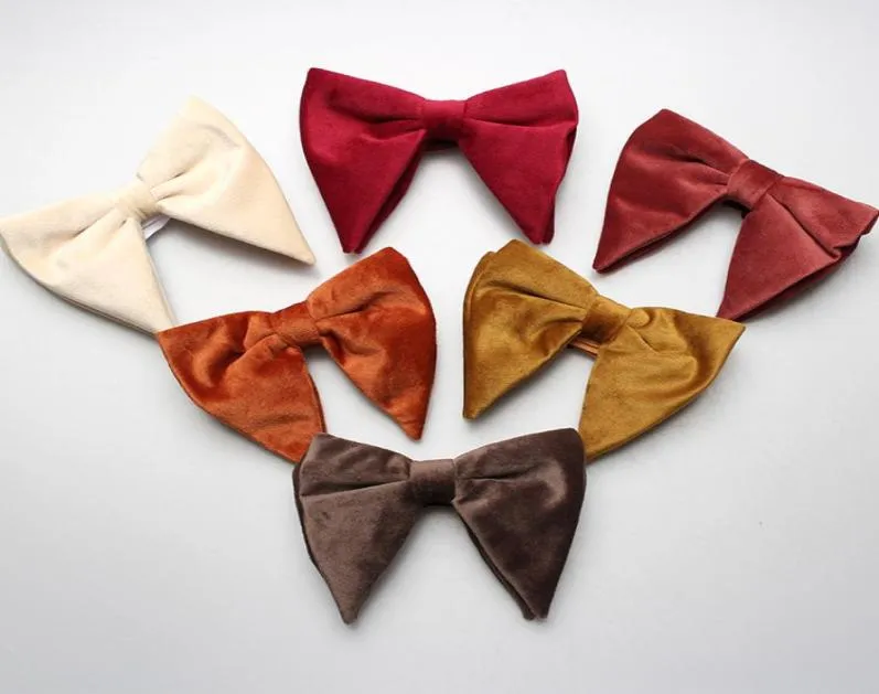 Nackband linbaiway vuxen sammet bowtie cravats stor båge för kvinnor män solid fjäril mjukt bröllop parti gentlemen gravatas6797550