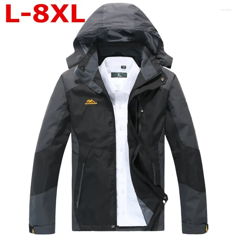 Vestes pour hommes grande taille 8XL 7XL 6XL 5XL imperméable printemps manteaux à capuche hommes vêtement d'extérieur pour femmes armée solide décontracté marque vêtements masculins