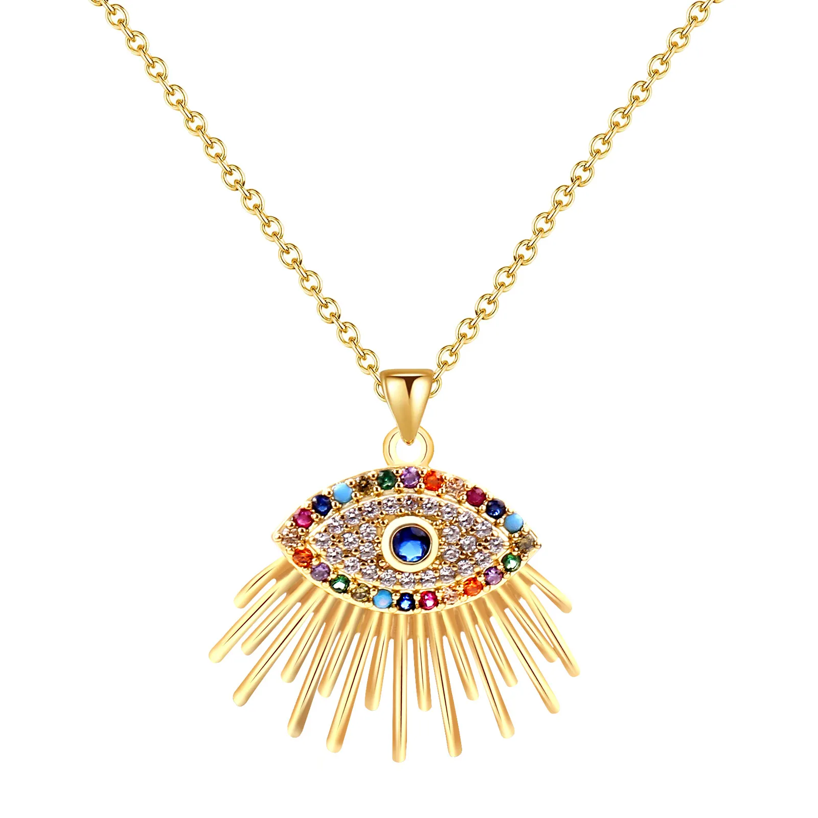 Zircon Evil Blue Eye Necklace for Women Gold Color Copper Turkish Eye Pendant Necklaces Lucky Jewelry Gift