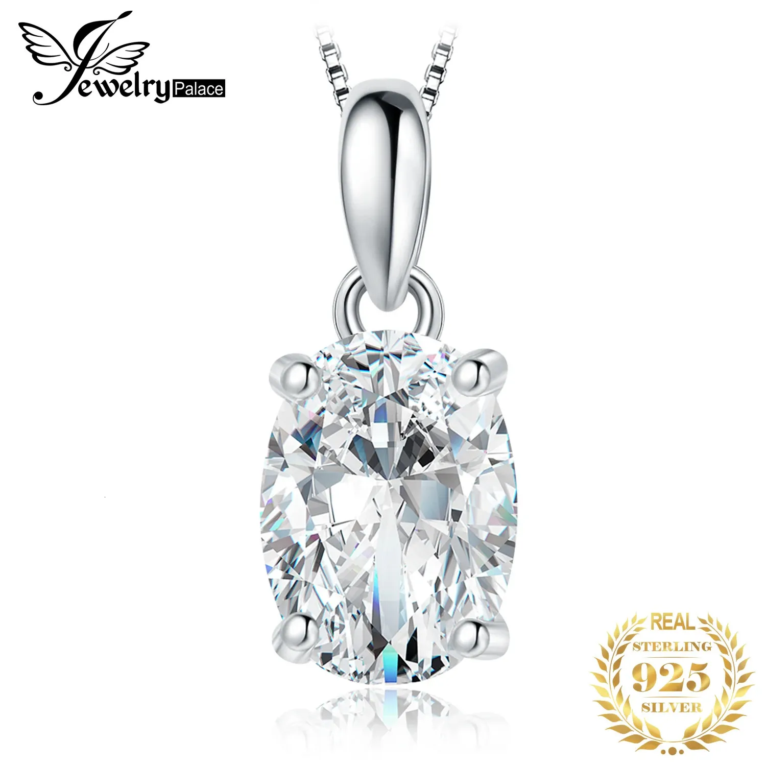 JewelryPalace D Color 1ct 2ct Oval S925 Sterling Silver Pendant Necklace for Woman No Chain Yellow Rose Gold Plated 240102