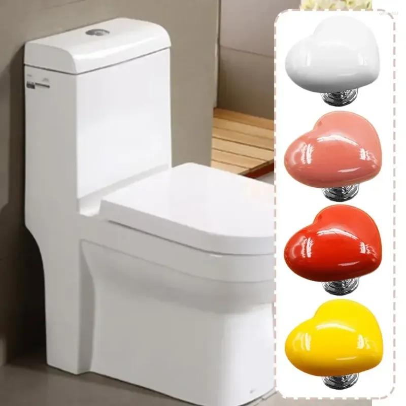 Tampas de assento do vaso sanitário coração decoração imprensa em forma de água botão tanque interruptor quarto flush 1pc banho push