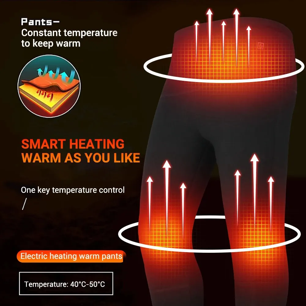 Electric Heated Shirt Suit Women USB Heating Warm Jacket Men Thermal  Underwear Pants