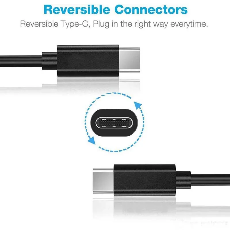 Câbles USB type-c C à Type C de 1m 3 pieds, cordon de Charge rapide, prise en charge des cordons de Charge rapide PD