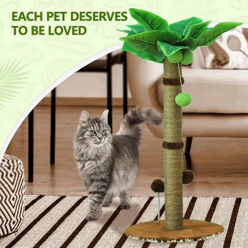 Cat Scratching Post for Cats Tree Catcus Cat Scratcher Poster Toy Cute Kitten Kitty Sisal Rope Scratch With Teaser Ball 240103