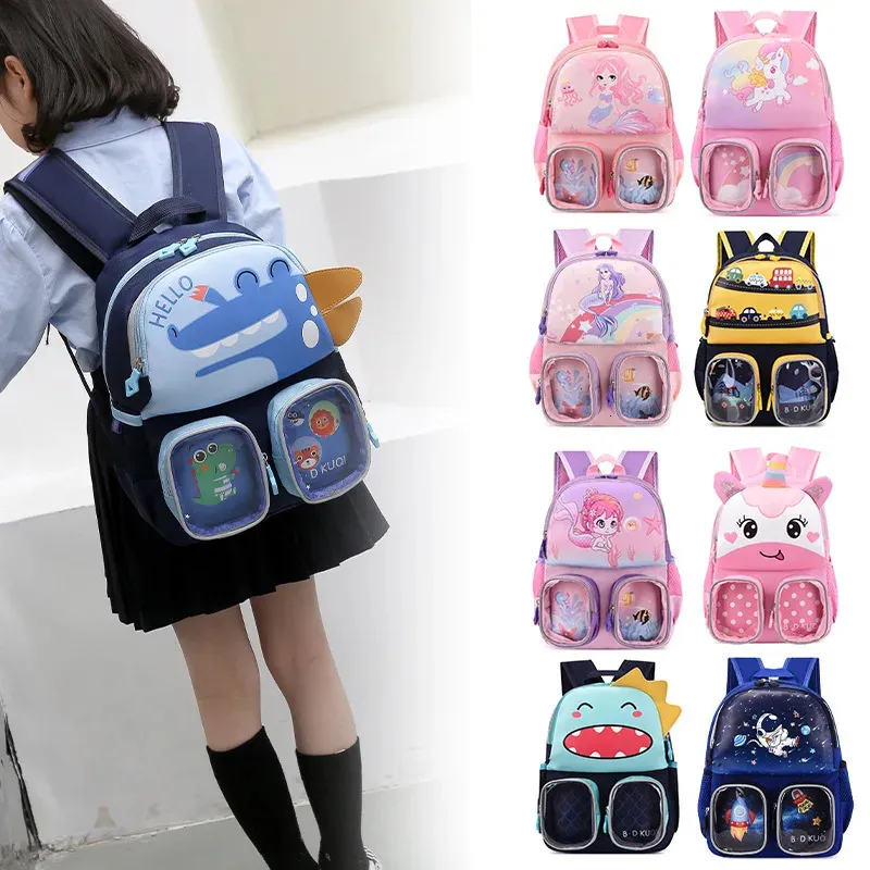 Kindergarten School Bag Fashion Cartoon Multi-pocket Boys and Girls Backpack Daily Use Book Storage School Backpack 240102