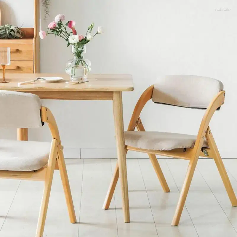 Chaise pliante en bois massif, Figurines décoratives, tabouret d'ordinateur de bureau et de salle à manger, Simple et Portable