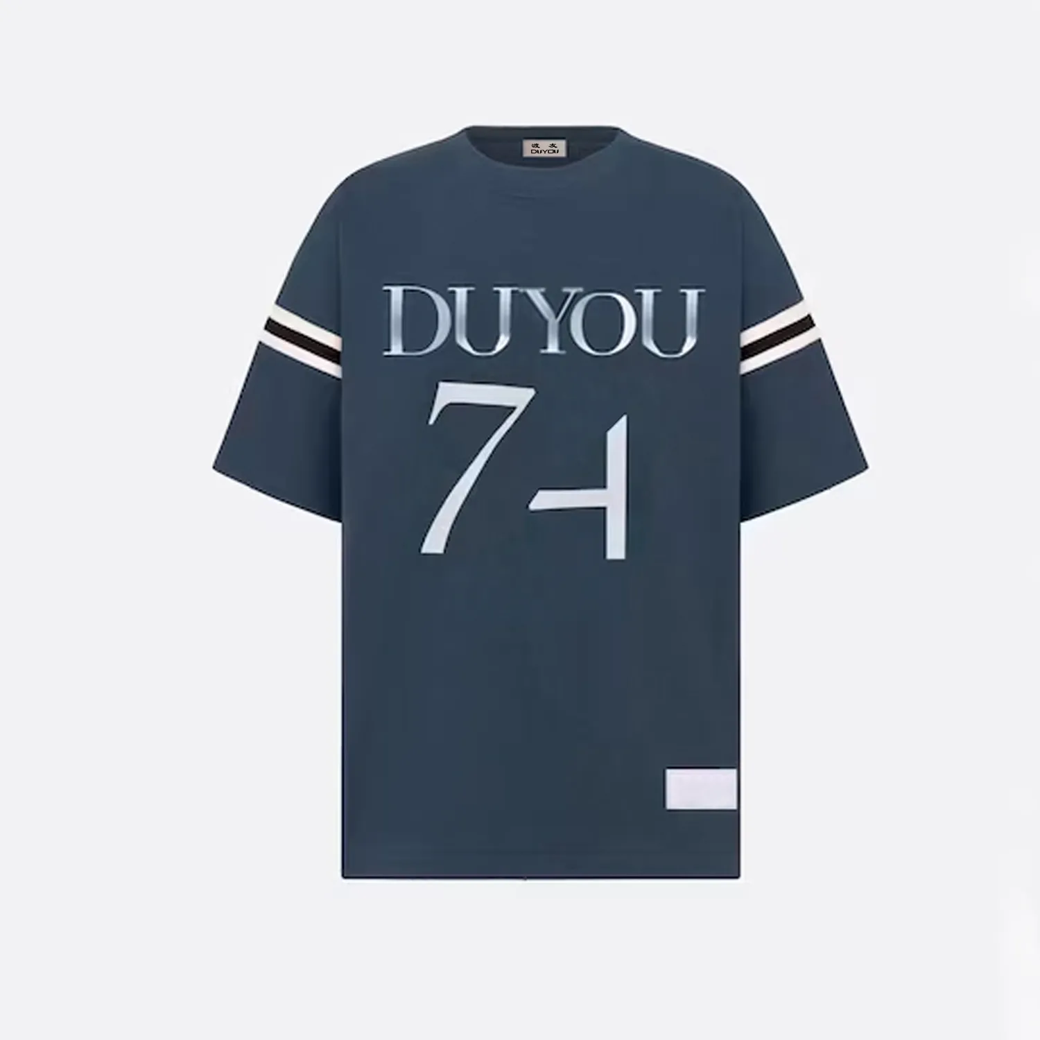 DUYOU Mens Slub Cotton Jersey Coupe décontractée T-shirt SURDIMENSIONNÉ Marque Vêtements Femmes T-shirt d'été avec broderie Hauts de haute qualité 7290