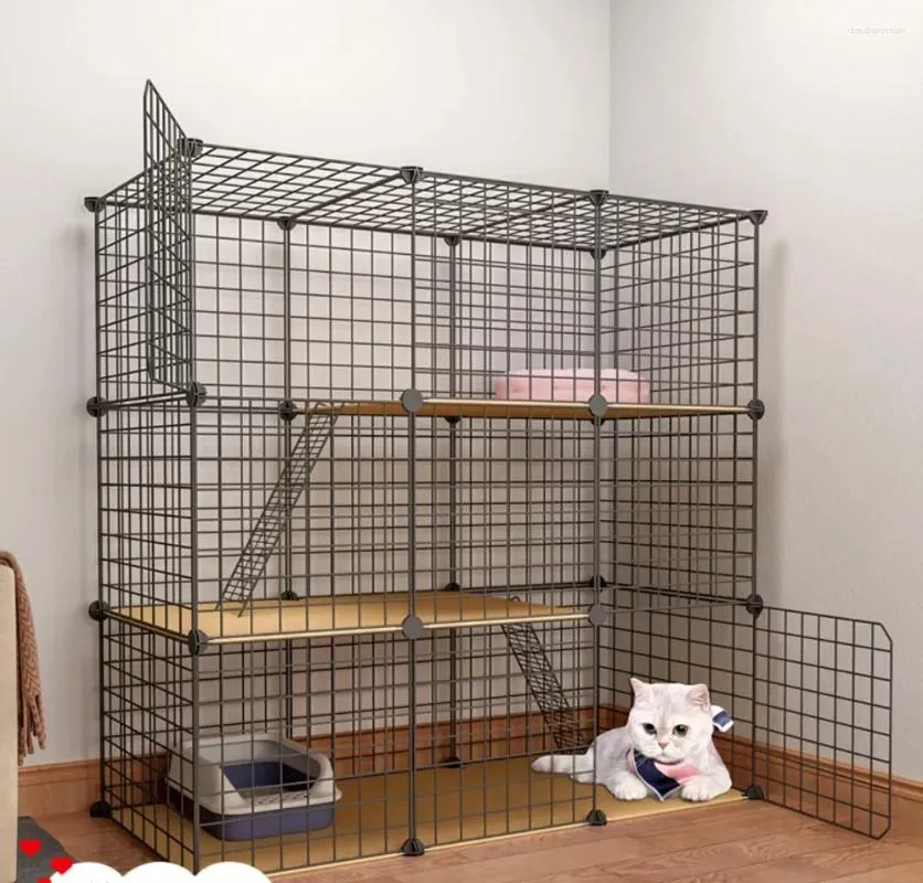 Kattbärare Solid Structure Cage Stora Space Home Villa Baby Nestförstärkning Stabil Buckle Pet kan sätta kullbassängen lätt att