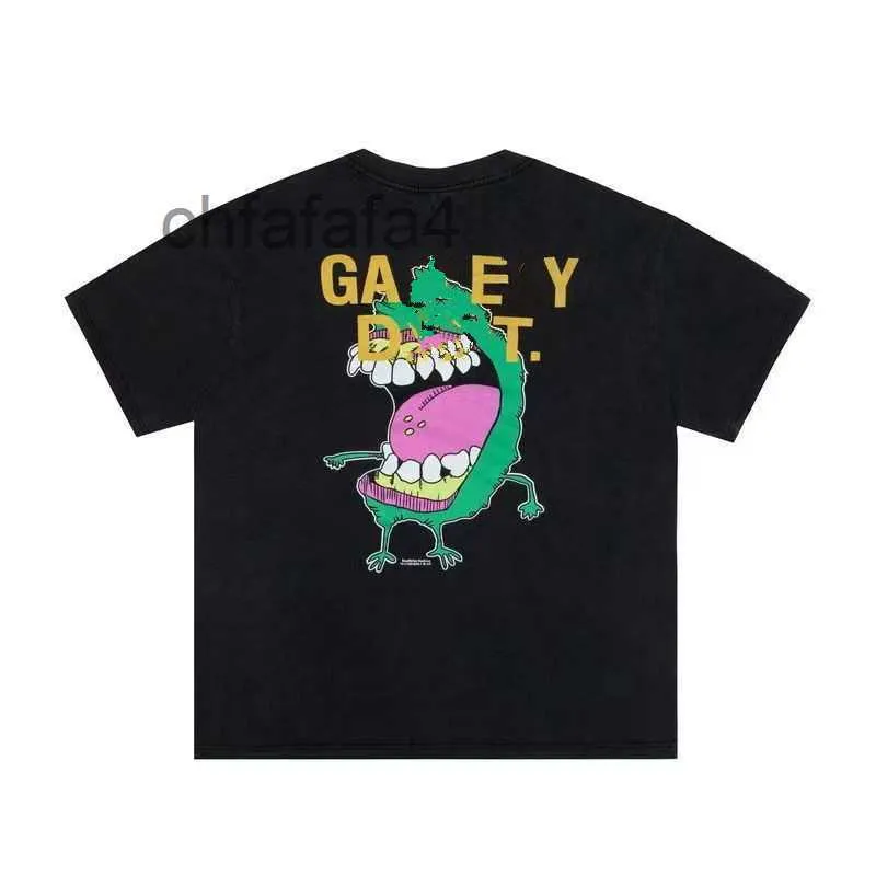 Men's T-shirts T-shirts Designer Galleryes Depts Used Gary Fried Color Washed Black High Street Casual Loose Round Neck Short Sleeveq2se 0P9Z