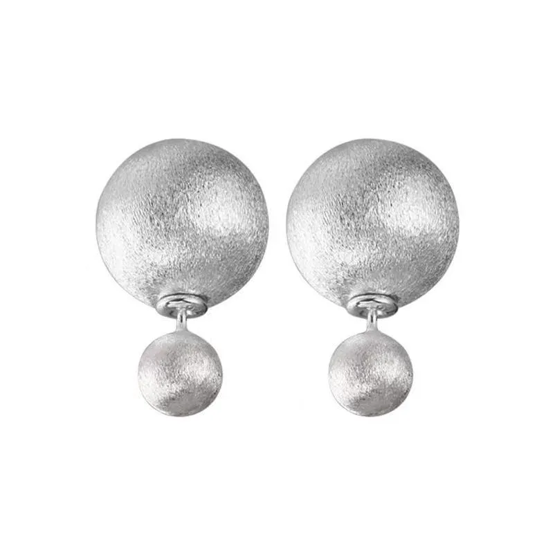 Stud 925 Sterling Sier givré boule ronde boucles d'oreilles suspendues pour les femmes avec une personnalité simple Premium Drop Livraison Bijoux Dht2P