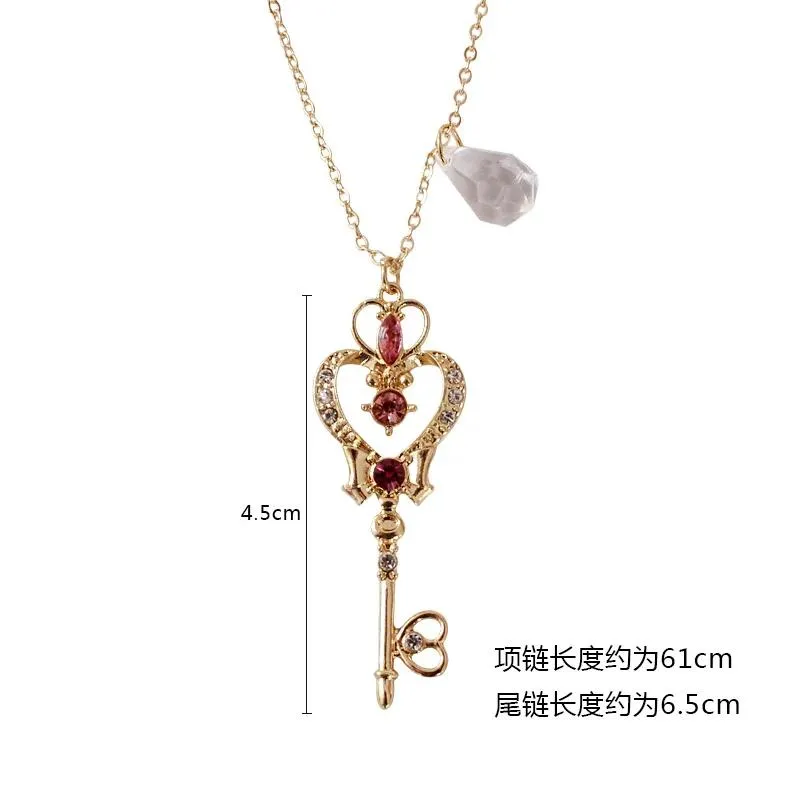 Ожерелья, 10 шт./лот, модные ювелирные аксессуары, похититель карт Алисы, акриловое ожерелье с подвеской в форме сердца и ключей