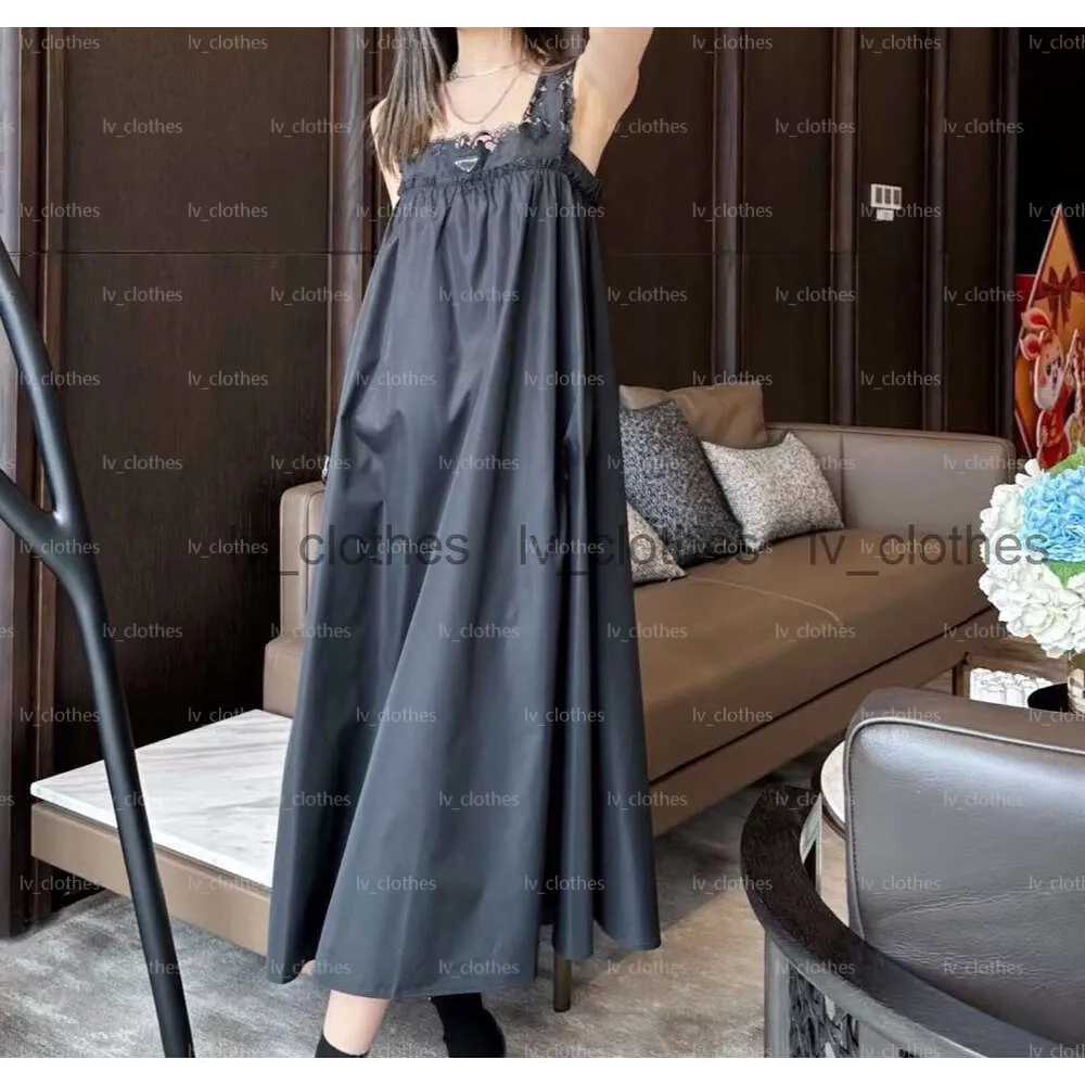 Kvinnors grundläggande avslappnad klänning Designer Famous Brand Women's Fashion Nylon Casual Dress Long Dress Summer Extra Large Lam Lantning Party Sexig Women's Dress Black S-L