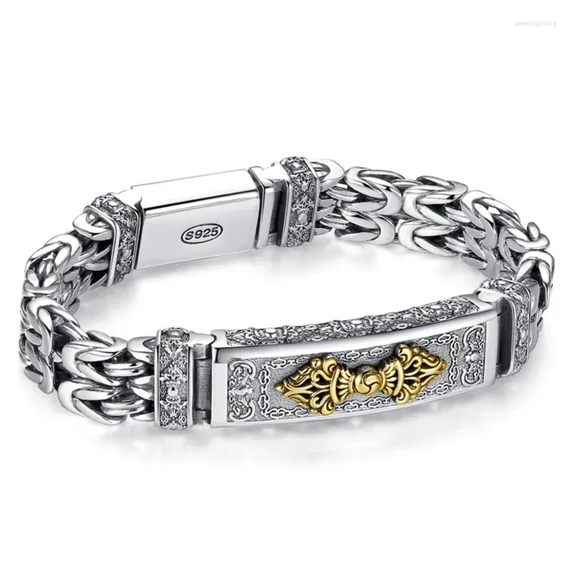 Charm Armbänder RJ Silber Farbe Chinesischen Stil Retro Hipster Herren Armband Kreative Persönlichkeit Einfarbig Muster Kette Schmuck Zubehör