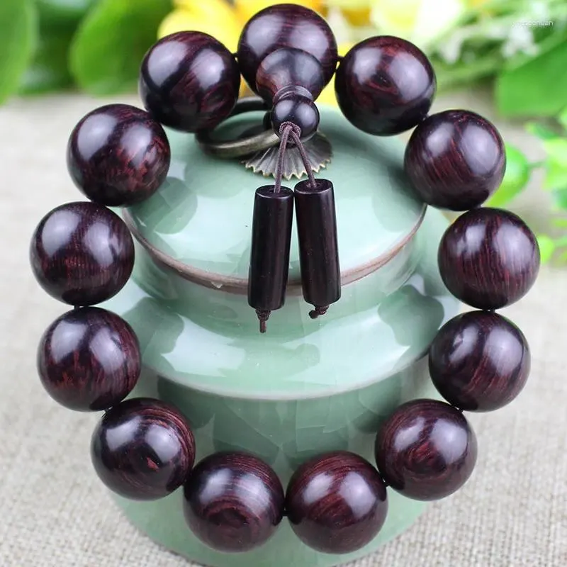 Strand Purple Pear Wood Bracelet Yellow Flower Oil Buddha Bead 18mm Men's And Women's Hands