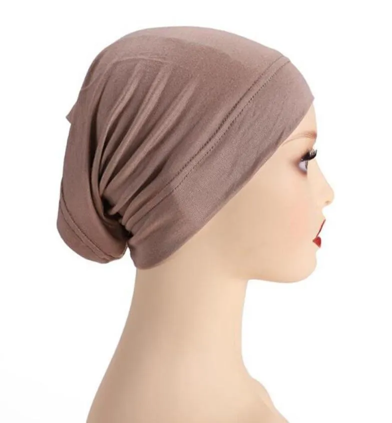 Sciarpe Donna Interno Hijab Cap Musulmano Elasticizzato Turbante Cap Islamico Underscarf Cappello Cofano Donna Fascia Morbida Jersey7633329