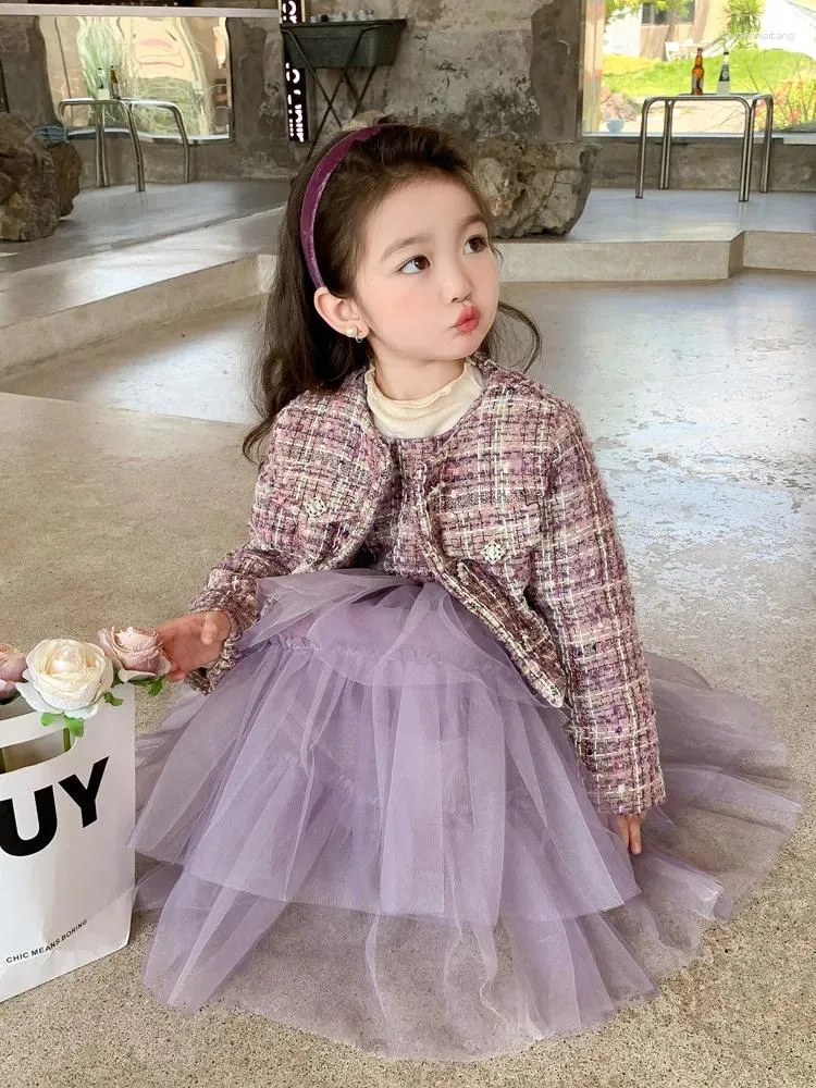 Комплекты одежды для девочек, осеннее платье 2024, детский костюм в западном стиле, юбка, принцесса для маленьких девочек
