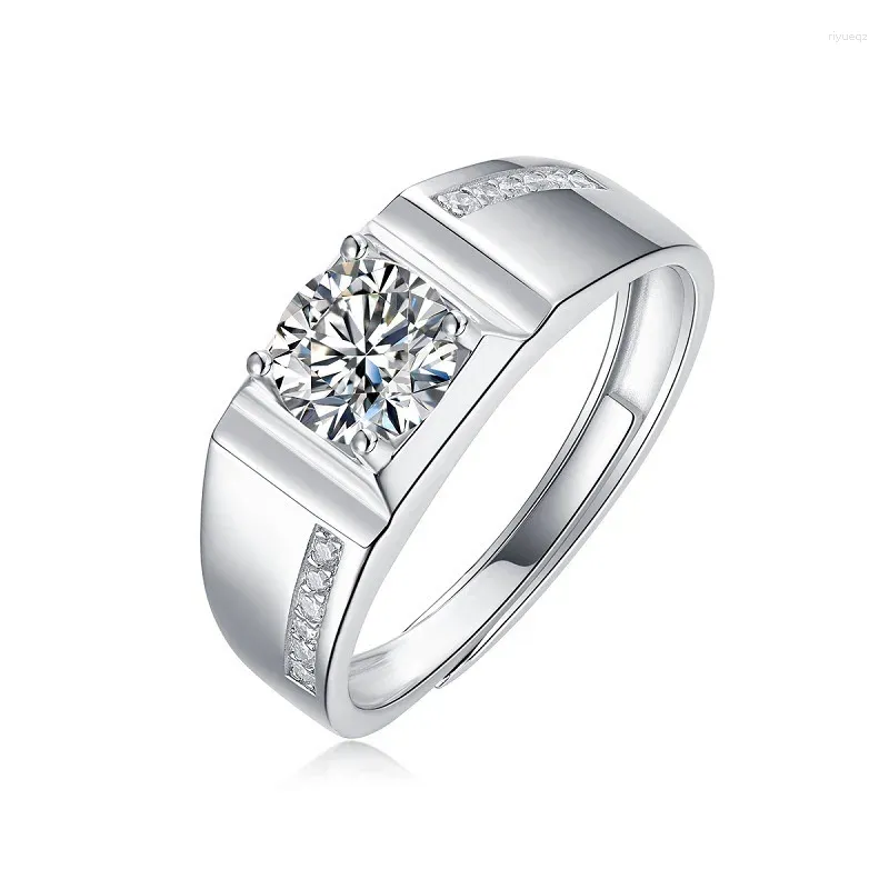 Обручальные кольца Мужское кольцо Стерлинговое серебро 925 Размер Регулируемый 7 мм Широкий браслет для жениха Ювелирные изделия Высокое качество