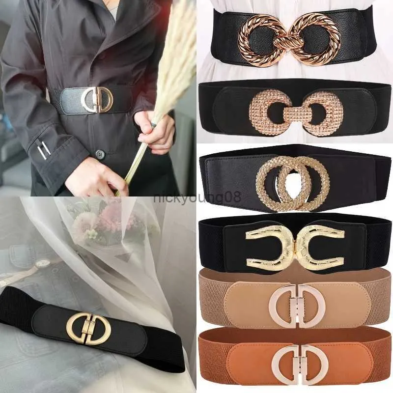 Ceintures large ceinture élastique dames rétro mode Cinch extensible élégant PU cuir robe ceinture pour les femmes