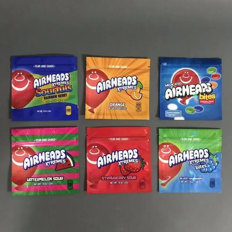 Medicated Airheads Xtremes Bites Packaging Bags 500mg Orange candy Resealable Mylar bag Watermelon Strawberry Sour Edibles Gummy Smell BJ