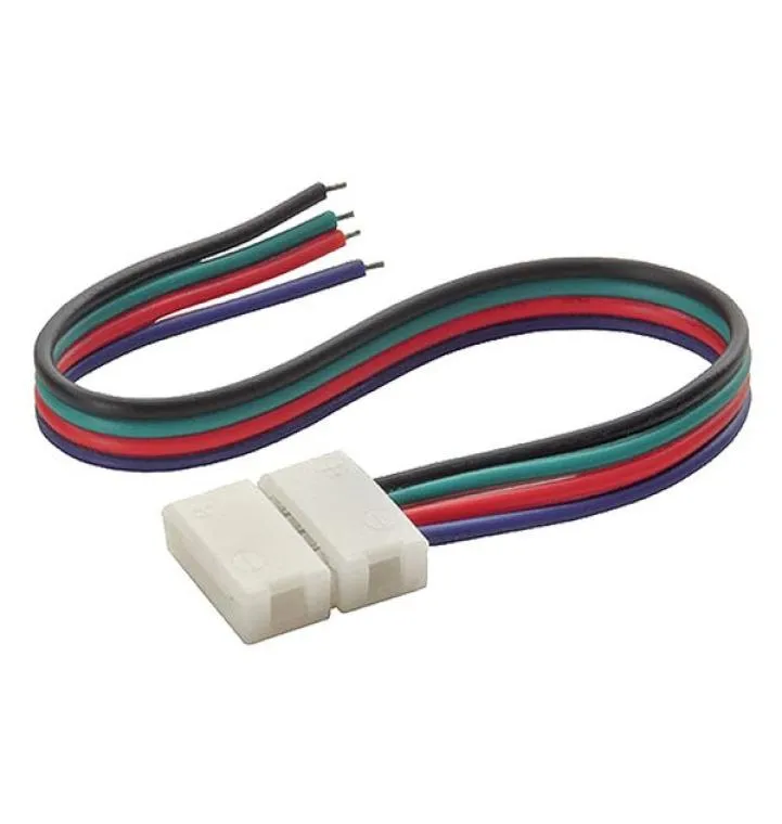 4PIN 10MM RGB LED Strip Light Solderless Connectors with 15CM Bare Wire to RGB LED Controller Non Waterproof3733183